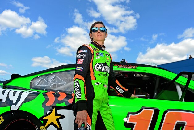 Aug 15, 2014; Brooklyn, MI, USA; NASCAR Sprint Cup Series driver Danica Patrick during qualifying for the Pure Michigan 400 at Michigan International Speedway. Mandatory Credit: Andrew Weber-USA TODAY Sports