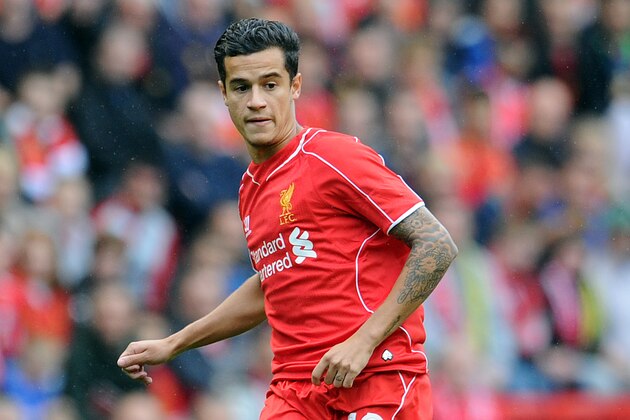 LIVERPOOL, ENGLAND - AUGUST 10:  Philippe Coutinho of Liverpool during the Pre Season Friendly match between Liverpool and Borussia Dortmund at Anfield on August 10, 2014 in Liverpool, England. (Photo by Clint Hughes/Getty Images)