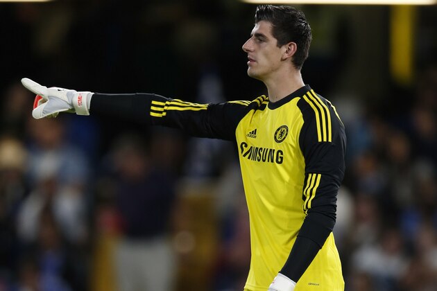 LONDON, ENGLAND - AUGUST 12: Thibaut Courtois of Chelsea in action during the pre-season friendly match between Chelsea and Real Sociedad at Stamford Bridge on August 12, 2014 in London, England.  (Photo by Steve Bardens/Getty Images)