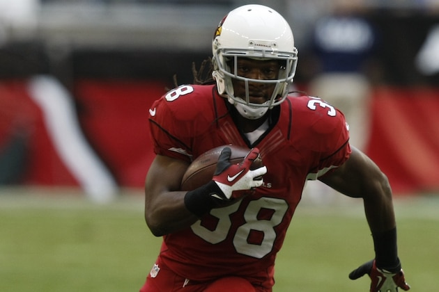Arizona Cardinals running back Andre Ellington (38) during the first half of an NFL football game against the St. Louis Rams, Sunday, Dec. 8, 2013, in Glendale, Ariz. (AP Photo/Rick Scuteri)
