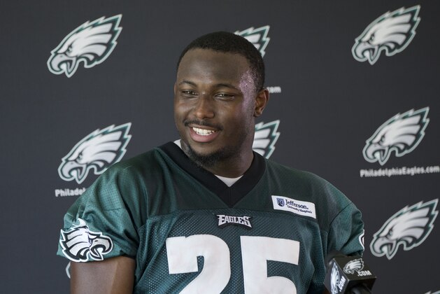 Philadelphia Eagles' LeSean McCoy speaks during a news conference after NFL football minicamp, Wednesday, June 18, 2014, in Philadelphia. (AP Photo/Matt Rourke) Philadelphia Eagles' LeSean McCoy speaks during a news conference after NFL football minicamp, Wednesday, June 18, 2014, in Philadelphia. (AP Photo/Matt Rourke)