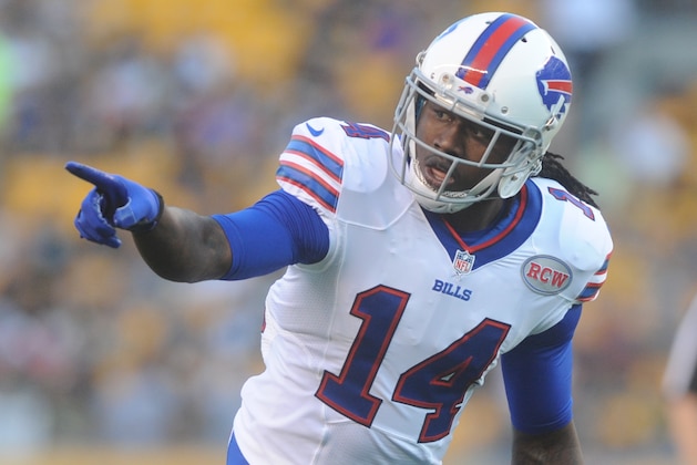 Buffalo Bills wide receiver Sammy Watkins (14) lines up to play in the first quarter of the NFL preseason football game between the Pittsburgh Steelers and the Buffalo Bills on Saturday, Aug. 16, 2014. (AP Photo/Vincent Pugliese)