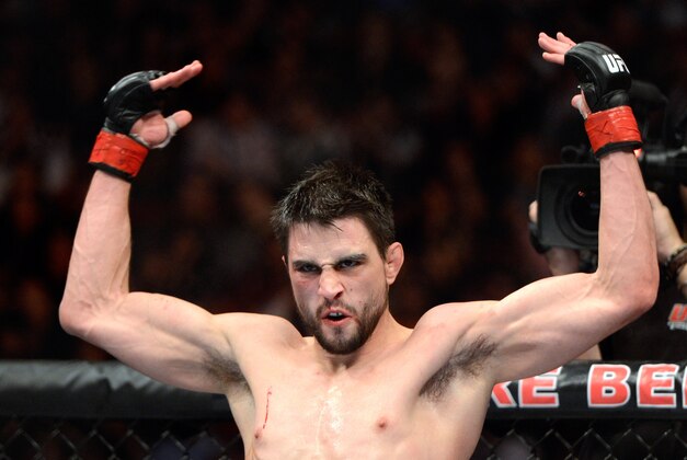 Mar 16, 2013; Montreal, Quebec, CAN;  Carlos Condit prior to the start of the third round of his main card bout against Johny Hendricks (not pictured) at UFC 158 at the Bell Centre. Mandatory Credit: Eric Bolte-USA TODAY Sports