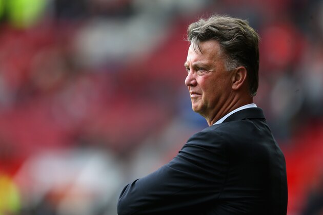 MANCHESTER, ENGLAND - AUGUST 16:  Manchester United Manager Louis van Gaal looks on prior to the Barclays Premier League match between Manchester United and Swansea City at Old Trafford on August 16, 2014 in Manchester, England.  (Photo by Alex Livesey/Getty Images)