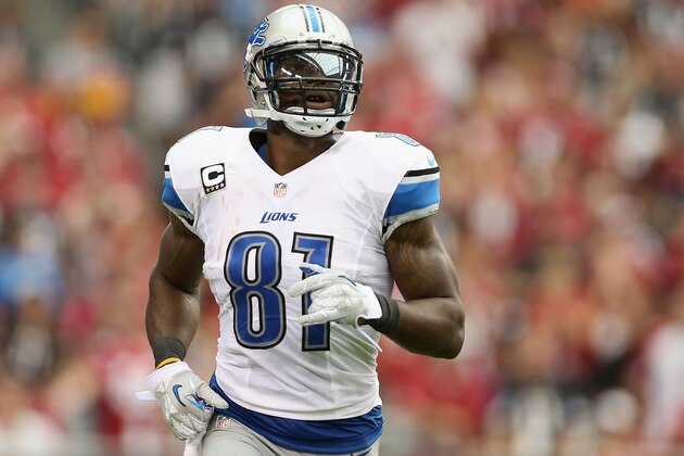 GLENDALE, AZ - SEPTEMBER 15:  Wide receiver Calvin Johnson #81 of the Detroit Lions in action during the NFL game against the Arizona Cardinals at the University of Phoenix Stadium on September 15, 2013 in Glendale, Arizona. The Carindals defeated the Lions 25-21.  (Photo by Christian Petersen/Getty Images)