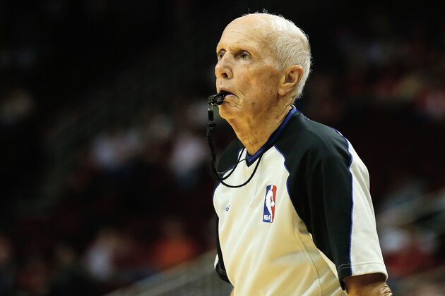 HOUSTON, TX - DECEMBER 04:   Referee Dick Bavetta #27 watches a play between the Houston Rockets and the Phoenix Suns at Toyota Center on December 4, 2013 in Houston, Texas. NOTE TO USER: User expressly acknowledges and agrees that, by downloading and or using this photograph, User is consenting to the terms and conditions of the Getty Images License Agreement. (Photo by Scott Halleran/Getty Images)