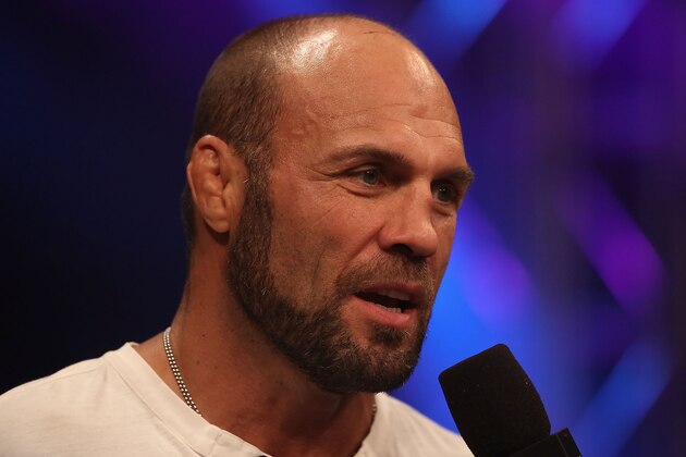 PHOENIX - AUGUST 13:  Randy Couture speaks with the media during the Strikeforce Challengers Main Card bout at Dodge Theater on August 13, 2010 in Phoenix, Arizona.  (Photo by Christian Petersen/Getty Images)