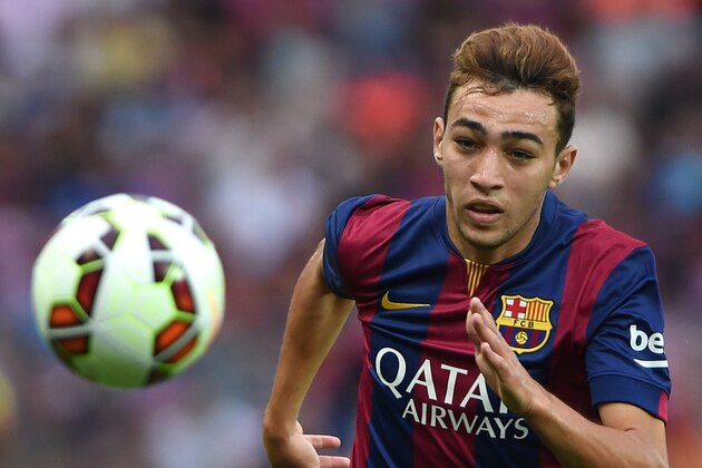 GENEVA, SWITZERLAND - AUGUST 06:  Munir El Haddadi of FC Barcelona in action during the pre-season friendly match between FC Barcelona and SSC Napoli on August 6, 2014 in Geneva, Switzerland.  (Photo by Valerio Pennicino/Getty Images)