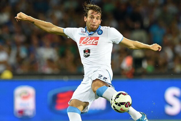NAPLES, ITALY - AUGUST 11:  Michu of Napoli in action during the pre-season friendly match between SSC Napoli and Paris Saint-Germain FC at Stadio San Paolo on August 11, 2014 in Naples, Italy.  (Photo by Giuseppe Bellini/Getty Images)