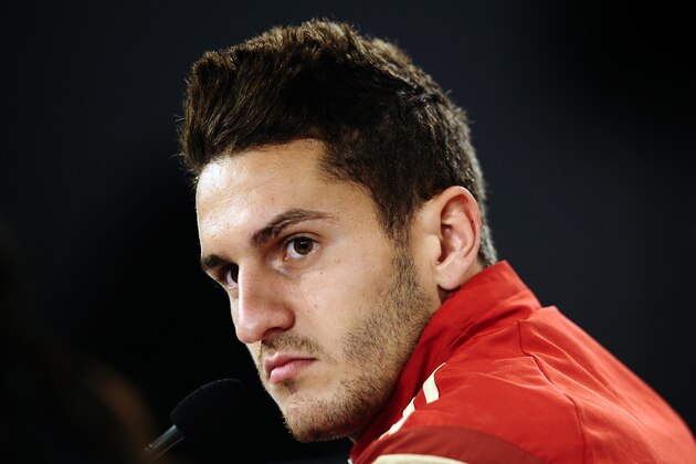 Spain's Koke attends a press conference at the Atletico Paranaense training center in Curitiba, Brazil, Wednesday, June 11, 2014. Spain will play in group B of the Brazil 2014 World Cup. (AP Photo/Manu Fernandez)