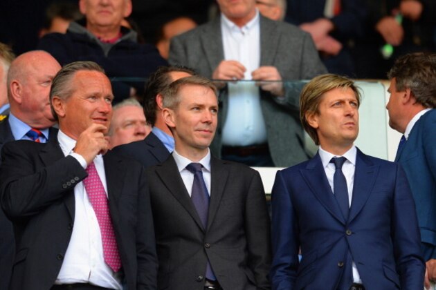 LONDON, ENGLAND - APRIL 19:  Crystal Palace sporting director Iain Moody and co-chairman Steve Parish look on during the Barclays Premier League match between West Ham United and Crystal Palace at Boleyn Ground on April 19, 2014 in London, England.  (Photo by Christopher Lee/Getty Images)