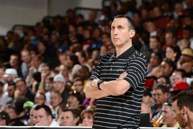 LAS VEGAS, NV - JULY 11: David Blatt, Head Coach of the Cleveland Cavaliers looks on during the game against the Milwaukee Bucks at the Samsung NBA Summer League 2014 on July 11, 2014 at the Cox Pavilion in Las Vegas, Nevada. NOTE TO USER: User expressly acknowledges and agrees that, by downloading and or using this photograph, User is consenting to the terms and conditions of the Getty Images License Agreement. Mandatory Copyright Notice: Copyright 2014 NBAE (Photo by Garrett Ellwood/NBAE via Getty Images)