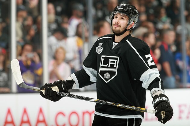 LOS ANGELES, CA - JUNE 07:  Slava Voynov #26 of the Los Angeles Kings warms up before Game Two of the 2014 Stanley Cup Final against the New York Rangers at Staples Center on June 7, 2014 in Los Angeles, California.  (Photo by Dave Sandford/NHLI via Getty Images)