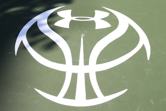 NEW YORK, NY - SEPTEMBER 19:  The Under Amrour logo painted on the court at the unveiling of Under Armour/NBA FIT - Basketball Court Refurbishment Dedication Ceremony on September 19, 2013 in New York, NY. NOTE TO USER: User expressly acknowledges and agrees that, by downloading and or using this photograph, User is consenting to the terms and conditions of the Getty Images License Agreement. Mandatory Copyright Notice: Copyright 2013 NBAE (Photo by Nat/NBAE via Getty Images)