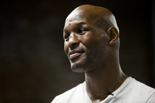 In this Tuesday, Aug. 12, 2014 photo, boxer Bernard Hopkins speaks during an interview with The Associated Press in Philadelphia. (AP Photo/Matt Rourke)