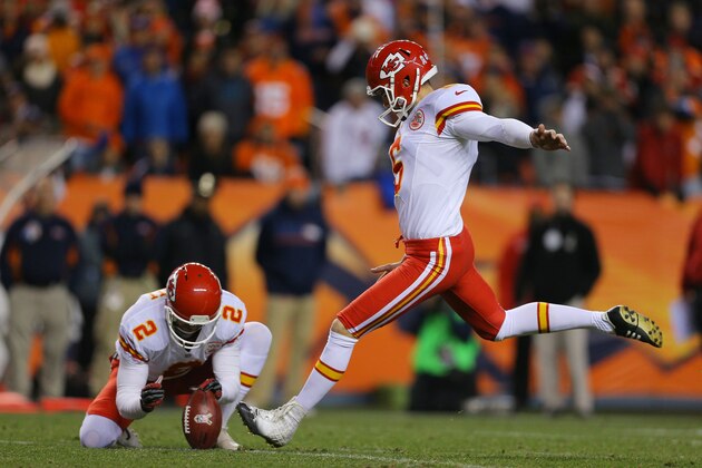 DENVER, CO - NOVEMBER 17:  Ryan Succop #6 of the Kansas City Chiefs kicks a second quarter field goal against the Denver Broncos at Sports Authority Field at Mile High on November 17, 2013 in Denver, Colorado.  (Photo by Justin Edmonds/Getty Images)