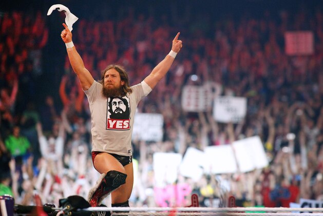 Daniel Bryan reacts during Wrestlemania XXX at the Mercedes-Benz Super Dome in New Orleans on Sunday, April 6, 2014. (Jonathan Bachman/AP Images for WWE)