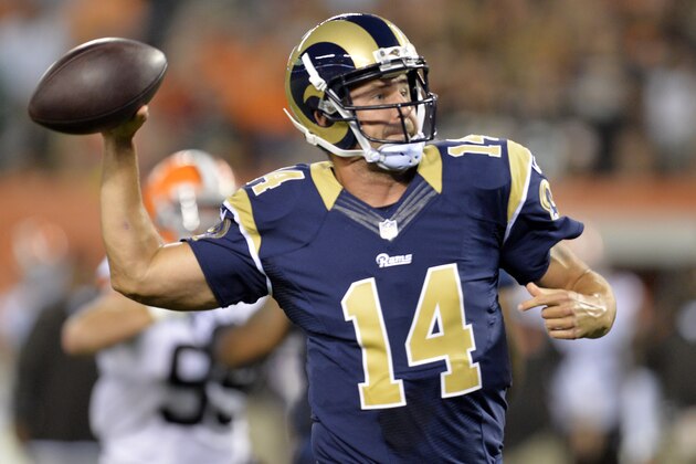 St. Louis Rams quarterback Shaun Hill passes against the Cleveland Browns in the second quarter of a preseason NFL football game Saturday, Aug. 23, 2014, in Cleveland. (AP Photo/David Richard) St. Louis Rams quarterback Shaun Hill passes against the Cleveland Browns in the second quarter of a preseason NFL football game Saturday, Aug. 23, 2014, in Cleveland. (AP Photo/David Richard)