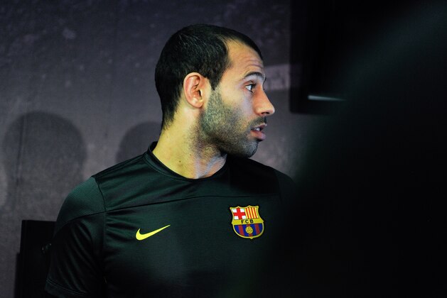 BARCELONA, SPAIN - MARCH 11:  Javier Mascherano of FC Barcelona arrives for a  press conference ahead the UEFA Champions League Round of 16 second Leg match against Manchester City at the Sant Joan Despi Sport Complex on March 11, 2014 in Barcelona, Spain.  (Photo by David Ramos/Getty Images)