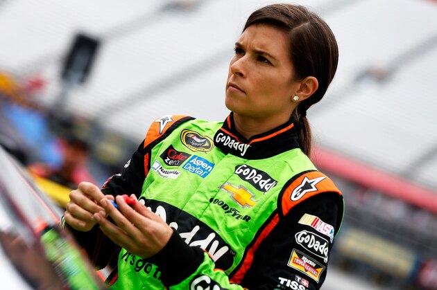 BRISTOL, TN - AUGUST 22:  Danica Patrick, driver of the #10 GoDaddy Chevrolet, stands in the garage area during practice for the NASCAR Sprint Cup Series Irwin Tools Night Race at Bristol Motor Speedway on August 22, 2014 in Bristol, Tennessee.  (Photo by Sean Gardner/Getty Images)