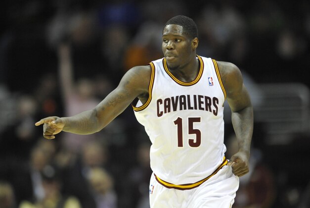 Jan 28, 2014; Cleveland, OH, USA; Cleveland Cavaliers small forward Anthony Bennett reacts in the fourth quarter against the New Orleans Pelicans at Quicken Loans Arena. Mandatory Credit: David Richard-USA TODAY Sports