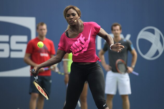 Tennis player Serena Williams appears at U.S. Open Arthur Ashe Kids Day at the USTA Billie Jean King National Tennis Center on Saturday, Aug. 23, 2014, in New York. (Photo by Andy Kropa/Invision/AP)