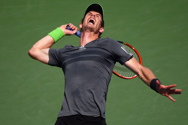 NEW YORK, NY - AUGUST 25:  Andy Murray of Great Britain serves against Robin Haase of the Netherlands during his men's singles first round match on Day One of the 2014 US Open at the USTA Billie Jean King National Tennis Center on August 25, 2014  in the Flushing neighborhood of the Queens borough of New York City.  (Photo by Streeter Lecka/Getty Images)