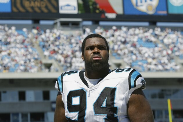 CHARLOTTE, NC - SEPTEMBER 8: Sean Gilbert #94 of the Carolina Panthers looks on during the game against the Baltimore Ravens on September 8, 2002 at Ericsson Stadium in Charlotte, North Carolina. The Panthers defeated the Ravens 10-7. (Photo by Craig Jones/Getty Images) CHARLOTTE, NC - SEPTEMBER 8: Sean Gilbert #94 of the Carolina Panthers looks on during the game against the Baltimore Ravens on September 8, 2002 at Ericsson Stadium in Charlotte, North Carolina. The Panthers defeated the Ravens 10-7. (Photo by Craig Jones/Getty Images)