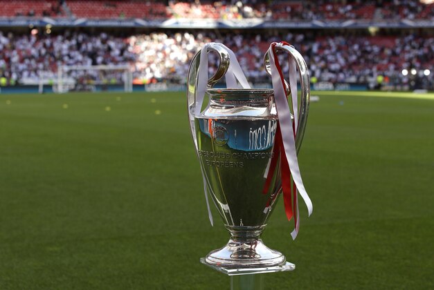 A view of the Champions League trophy, prior to the start of the Champions League final soccer match between Atletico Madrid and Real Madrid, at the Luz stadium, in Lisbon, Portugal, Saturday, May 24, 2014. (AP Photo/Francisco Seco)