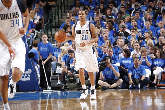 DALLAS, TX - APRIL 26: Devin Harris #20 of the Dallas Mavericks dribbles the ball against the San Antonio Spurs during Game Three of the Western Conference Quarterfinals during the 2014 NBA Playoffs on April 26, 2014 at the American Airlines Center in Dallas, Texas. NOTE TO USER: User expressly acknowledges and agrees that, by downloading and/or using this Photograph, user is consenting to the terms and conditions of the Getty Images License Agreement. Mandatory Copyright Notice: Copyright 2013 NBAE (Photo by Glenn James/NBAE via Getty Images) DALLAS, TX - APRIL 26: Devin Harris #20 of the Dallas Mavericks dribbles the ball against the San Antonio Spurs during Game Three of the Western Conference Quarterfinals during the 2014 NBA Playoffs on April 26, 2014 at the American Airlines Center in Dallas, Texas. NOTE TO USER: User expressly acknowledges and agrees that, by downloading and/or using this Photograph, user is consenting to the terms and conditions of the Getty Images License Agreement. Mandatory Copyright Notice: Copyright 2013 NBAE (Photo by Glenn James/NBAE via Getty Images)