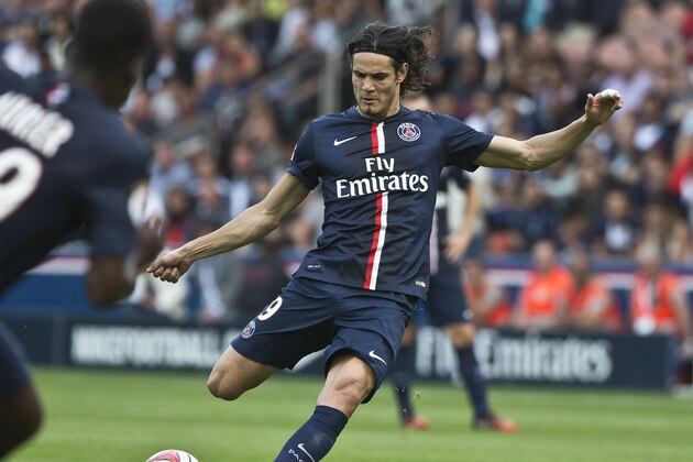 Paris Saint Germain's Uruguayan Edinson Cavani, controls the ball, during a French League One soccer Match, Paris Saint Germain against Bastia, at Parc des Princes stadium, in Paris, Saturday, Aug. 16. 2014. Paris Saint Germain won 2-0. (AP Photo/Michel Euler)