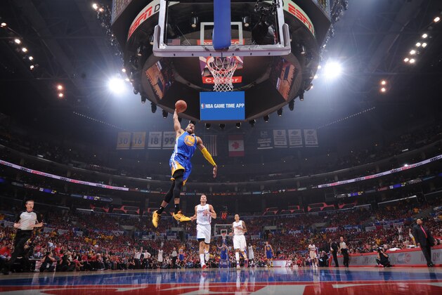 LOS ANGELES, CA - MAY 3: Andre Iguodala #9 of the Golden State Warriors goes up for a dunk against the Los Angeles Clippers in Game Seven of the Western Conference Quarterfinals during the 2014 NBA Playoffs at Staples Center on May 3, 2014 in Los Angeles, California. NOTE TO USER: User expressly acknowledges and agrees that, by downloading and/or using this Photograph, user is consenting to the terms and conditions of the Getty Images License Agreement. Mandatory Copyright Notice: Copyright 2014 NBAE (Photo by Andrew D. Bernstein/NBAE via Getty Images)