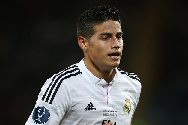 CARDIFF, WALES - AUGUST 12:  James Rodriguez of Real Madrid looks on during the UEFA Super Cup match between  Real Madrid and Sevilla at Cardiff City Stadium on August 12, 2014 Cardiff, Wales. (Photo by Ian MacNicol/Getty Images)