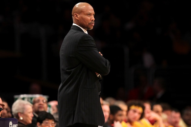 LOS ANGELES, CA - JANUARY 13:  Head coach Byron Scott of the Cleveland Cavaliers looks on during the game with the Los Angeles Lakers at Staples Center on January 13, 2012 in Los Angeles, California.  The Lakers won 97-92. NOTE TO USER: User expressly acknowledges and agrees that, by downloading and or using this photograph, User is consenting to the terms and conditions of the Getty Images License Agreement.  (Photo by Stephen Dunn/Getty Images)