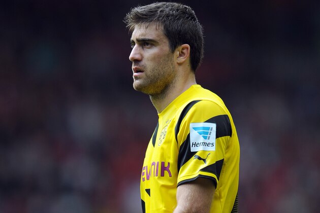 LIVERPOOL, ENGLAND - AUGUST 10:  Sokratis Papastathopoulos of Borussia Dortmund during the Pre Season Friendly match between Liverpool and Borussia Dortmund at Anfield on August 10, 2014 in Liverpool, England. (Photo by Clint Hughes/Getty Images)