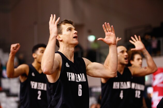 AUCKLAND, NEW ZEALAND - JULY 19: Kirk Penney of New Zealand performs the haka during the international match between the New Zealand Tall Blacks and South Korea at North Shore Events Centre on July 19, 2014 in Auckland, New Zealand.  (Photo by Phil Walter/Getty Images)