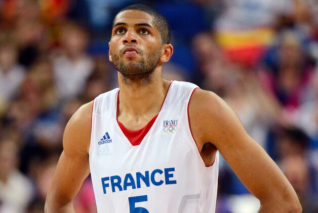 LONDON, ENGLAND - AUGUST 08:  Nicolas Batum #5 of France looks on while taking on Spain during the Men's Basketball quaterfinal game on Day 12 of the London 2012 Olympic Games at North Greenwich Arena on August 8, 2012 in London, England.  (Photo by Ronald Martinez/Getty Images)