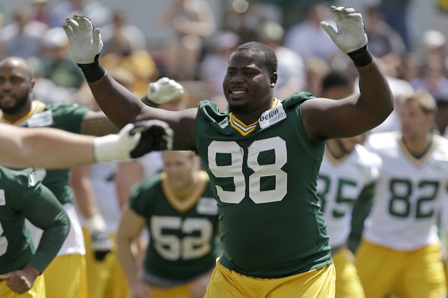 Green Bay Packers Letroy Guion during an NFL football mini camp practice Tuesday, June. 17, 2014, in Green Bay, Wis. (AP Photo/Mike Roemer)