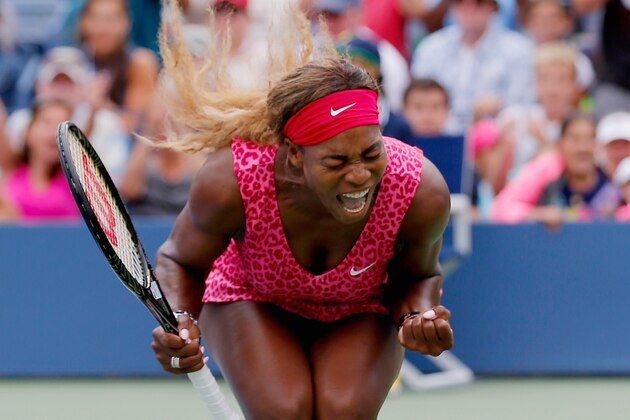 NEW YORK, NY - AUGUST 30:  Serena Williams of the United States celebrates defeating Varvara Lepchenko of the United States in their women's singles third round match on Day Six of the 2014 US Open at the USTA Billie Jean King National Tennis Center on August 30, 2014 in the Flushing neighborhood of the Queens borough of New York City.  (Photo by Chris Trotman/Getty Images for USTA)