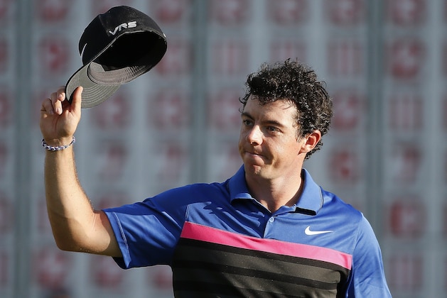 Rory McIlroy tips his cap after finishing on the 18th hole during the final round of the Deutsche Bank Championship golf tournament in Norton, Mass., Monday, Sept. 1, 2014. (AP Photo/Michael Dwyer)