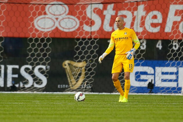 NEW YORK, NY - JULY 30:  Willy Caballero #13 of Manchester City in action against Liverpool during the International Champions Cup 2014 at Yankee Stadium on July 30, 2014 in the Bronx borough of New York City.  (Photo by Mike Stobe/Getty Images)