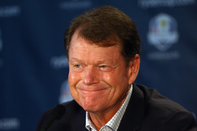 LOUISVILLE, KY - AUGUST 11:  Tom Watson the 2014 Ryder Cup captain talks with the media Ryder Cup News Conference on August 11, 2014 at Valhalla Golf Club in Louisville, Kentucky.  (Photo by Andy Lyons/Getty Images)