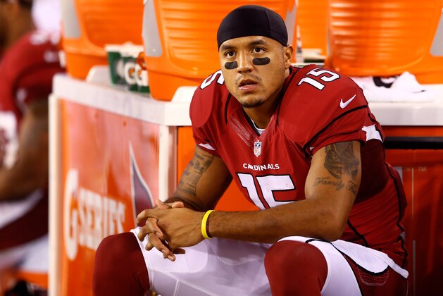 Aug. 24, 2013; Glendale, AZ, USA: Arizona Cardinals wide receiver Michael Floyd (15) against the San Diego Chargers during a preseason game at University of Phoenix Stadium. Mandatory Credit: Mark J. Rebilas-USA TODAY Sports