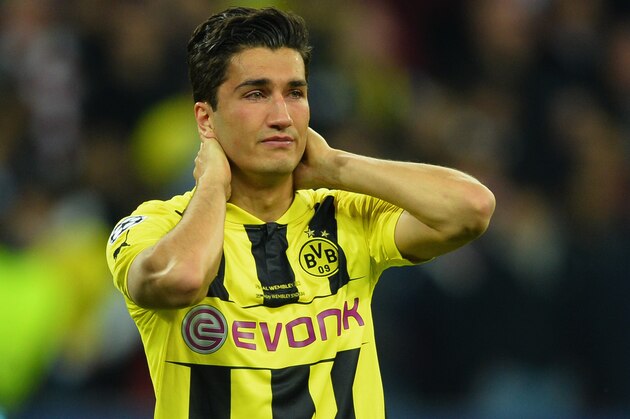 LONDON, ENGLAND - MAY 25:  Nuri Sahin of Borussia Dortmund looks dejected in defeat after the UEFA Champions League final match between Borussia Dortmund and FC Bayern Muenchen at Wembley Stadium on May 25, 2013 in London, United Kingdom.  (Photo by Laurence Griffiths/Getty Images)