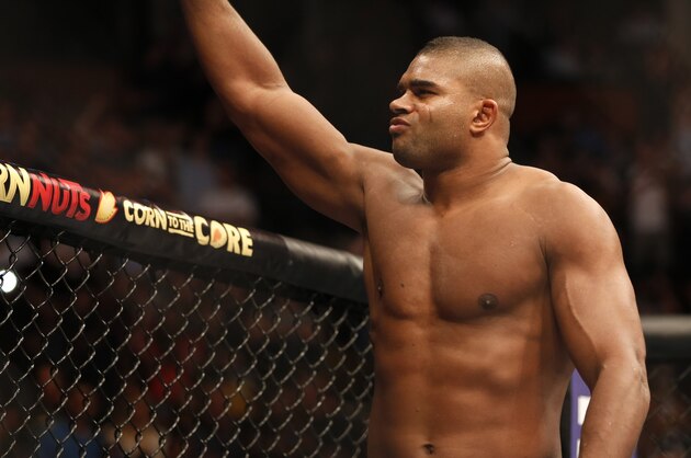 Alistair Overeem is seen before his fight against Travis Browne in their UFC on Fox Sports 1 mixed martial arts heavyweight bout in Boston, Saturday, August 17,2013.  Browne won via first round TKO. (AP Photo/Gregory Payan)