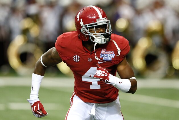 ATLANTA, GA - AUGUST 31:  Eddie Jackson #4 of the Alabama Crimson Tide against the Virginia Tech Hokies at Georgia Dome on August 31, 2013 in Atlanta, Georgia.  (Photo by Kevin C. Cox/Getty Images)