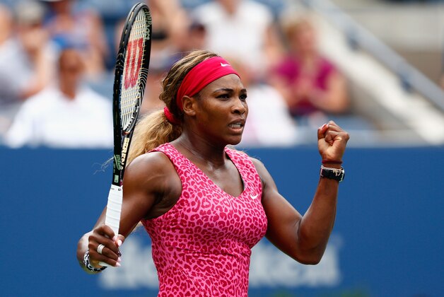 NEW YORK, NY - SEPTEMBER 01:  Serena Williams of the United States celebrates match point to defeat Kaia Kanepi of Estonia in their women's singles fourth round match on Day Eight of the 2014 US Open at the USTA Billie Jean King National Tennis Center on September 1, 2014 in the Flushing neighborhood of the Queens borough of New York City.  (Photo by Julian Finney/Getty Images)