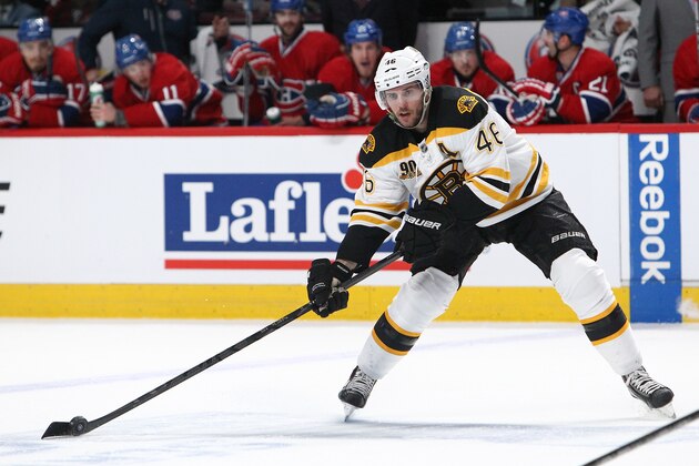 MONTREAL, QC - MAY 6: David Krejci #46 of the Boston Bruins skates with the puck against the Montreal Canadiens in Game Three of the Second Round of the 2014 NHL Stanley Cup Playoffs at the Bell Centre on May 6, 2014 in Montreal, Quebec, Canada. (Photo by Francois Laplante/Freestyle Photography/Getty Images) MONTREAL, QC - MAY 6: David Krejci #46 of the Boston Bruins skates with the puck against the Montreal Canadiens in Game Three of the Second Round of the 2014 NHL Stanley Cup Playoffs at the Bell Centre on May 6, 2014 in Montreal, Quebec, Canada. (Photo by Francois Laplante/Freestyle Photography/Getty Images)
