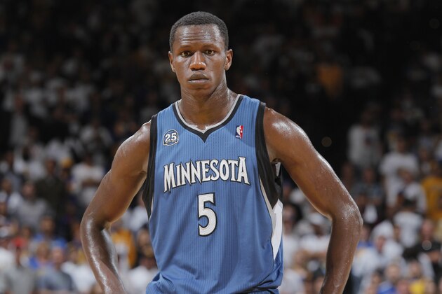 OAKLAND, CA - APRIL 14: Gorgui Dieng #5 of the Minnesota Timberwolves during a game against the Golden State Warriors on April 14, 2014 at Oracle Arena in Oakland, California. NOTE TO USER: User expressly acknowledges and agrees that, by downloading and or using this photograph, user is consenting to the terms and conditions of Getty Images License Agreement. Mandatory Copyright Notice: Copyright 2014 NBAE (Photo by Rocky Widner/NBAE via Getty Images)