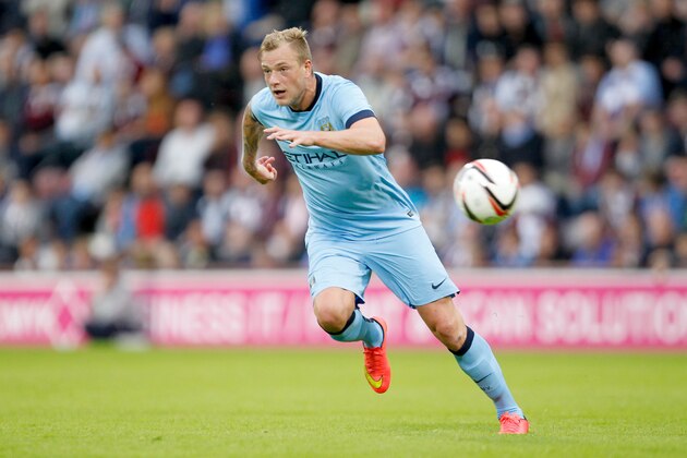EDINBURGH, SCOTLAND - JULY 18: John Guidetti of Manchester City on the ball during the pre-season friendly at Tynecastle Stadium on July 18, 2014 in Edinburgh, Scotland. (Photo by Richard Sellers/Getty Images)